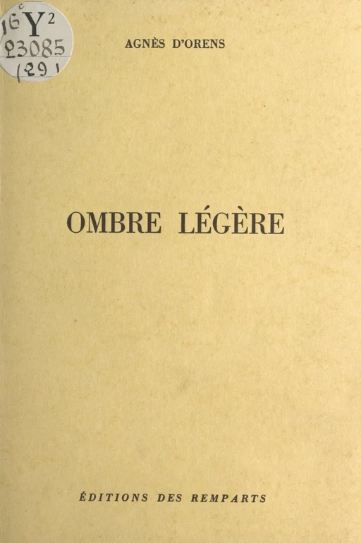 Ombre légère - Agnès d'Orens - FeniXX réédition numérique