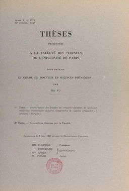 Perturbation des bandes de rotation-vibration de quelques molécules diatomiques polaires comprimées et "paires orbitantes" à rotation "bloquée"