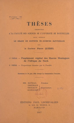 Peuplement végétal des hautes montagnes de l'Afrique du Nord