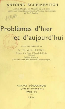 Problèmes d'hier et d'aujourd'hui