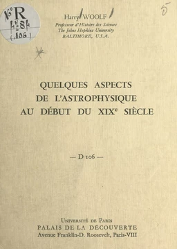 Quelques aspects de l'astrophysique au début du XIXe siècle