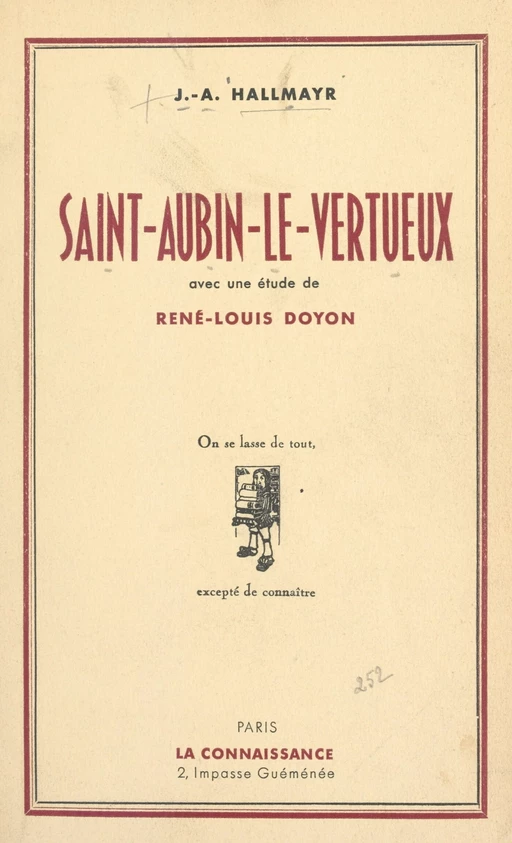 Saint-Aubin le Vertueux - J.-A. Hallmayr - FeniXX réédition numérique