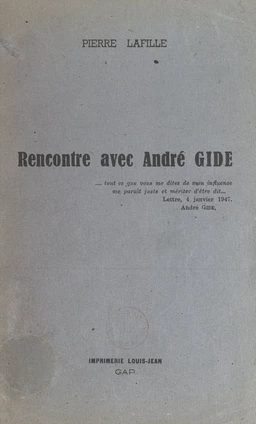 Rencontre avec André Gide