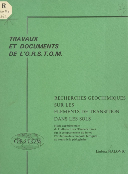 Recherches géochimiques sur les éléments de transition dans les sols - Ljubisa Nalovic - FeniXX réédition numérique