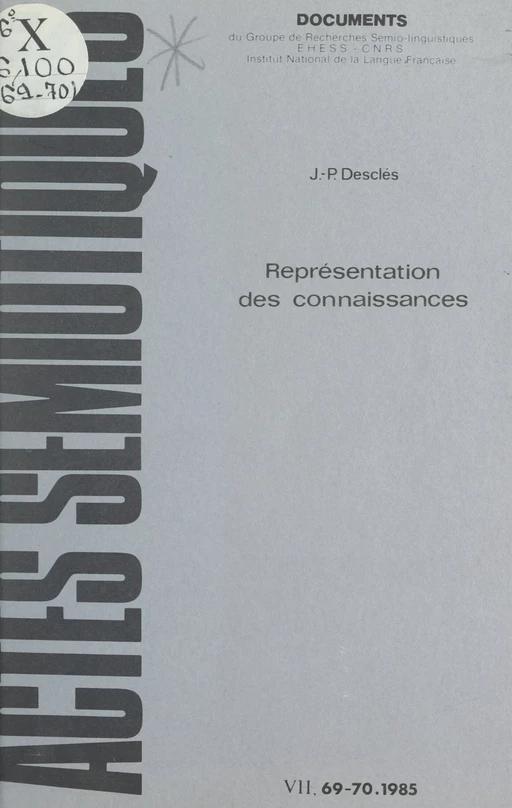 Représentation des connaissances - Jean-Pierre DESCLÉS - FeniXX réédition numérique