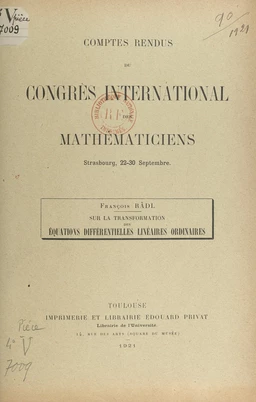 Sur la transformation des équations différentielles linéaires ordinaires