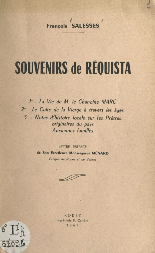 Souvenirs de Réquista - François Salesses - FeniXX réédition numérique