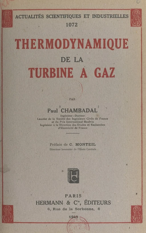 Thermodynamique de la turbine à gaz - Paul Chambadal - FeniXX réédition numérique