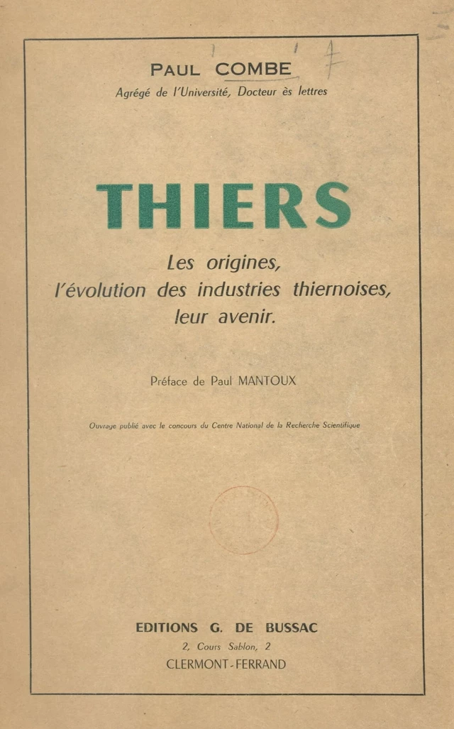 Thiers - Paul Combe - FeniXX réédition numérique