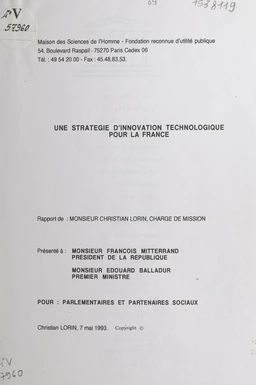 Une stratégie d'innovation technologique pour la France