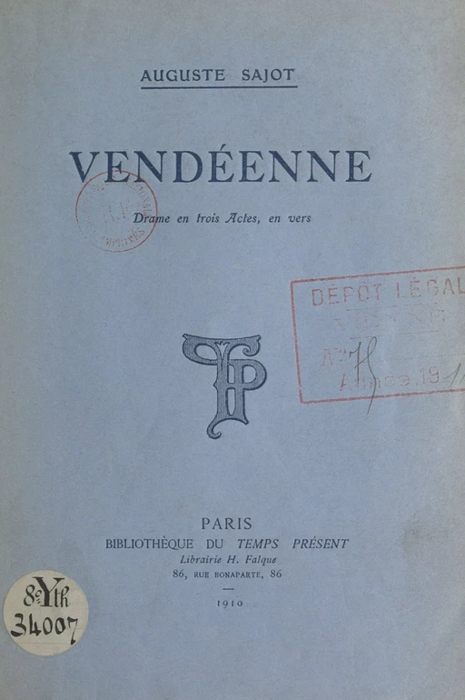 Vendéenne - Auguste Sajot - FeniXX réédition numérique