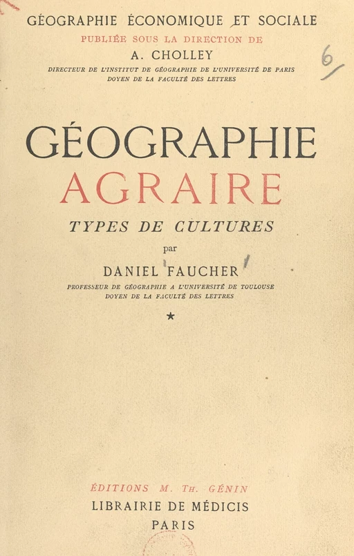 Géographie agraire - Daniel Faucher - FeniXX réédition numérique