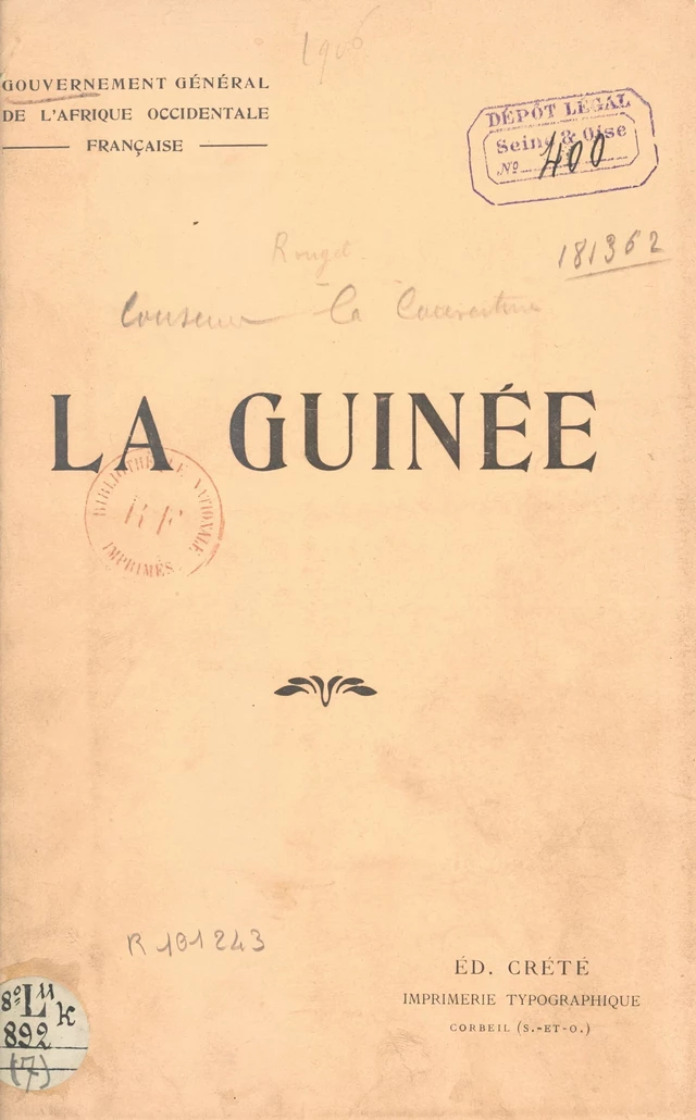 La Guinée - Fernand Rouget - FeniXX rédition numérique