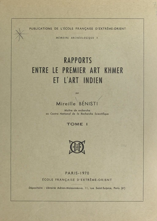 Mémoire archéologique (1) - Mireille Bénisti - FeniXX réédition numérique