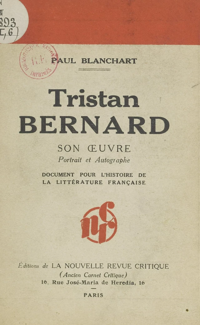 Tristan Bernard - Paul Blanchart - FeniXX réédition numérique