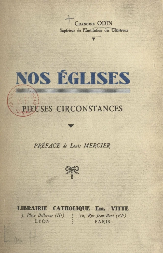 Nos églises - Marius Odin - FeniXX réédition numérique