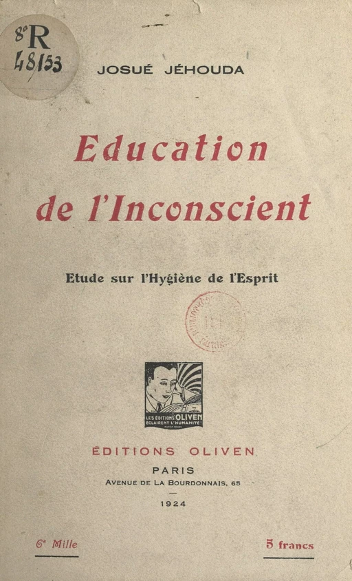 Éducation de l'inconscient - Josué Jéhouda - FeniXX réédition numérique