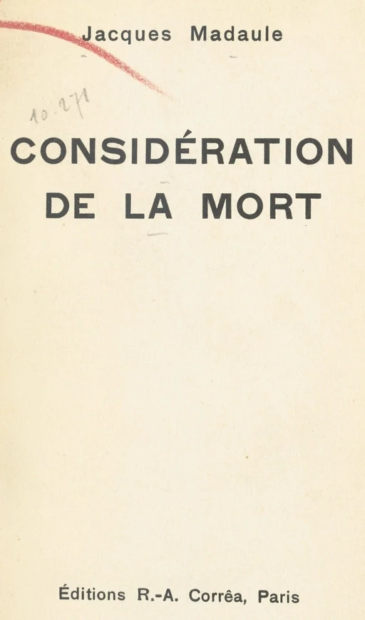 Considération de la mort - Jacques Madaule - FeniXX réédition numérique