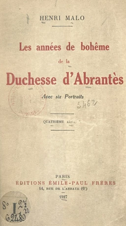 Les années de bohême de la Duchesse d'Abrantès