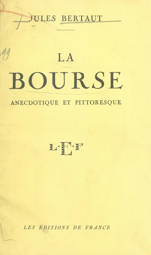 La Bourse - Jules Bertaut - FeniXX réédition numérique