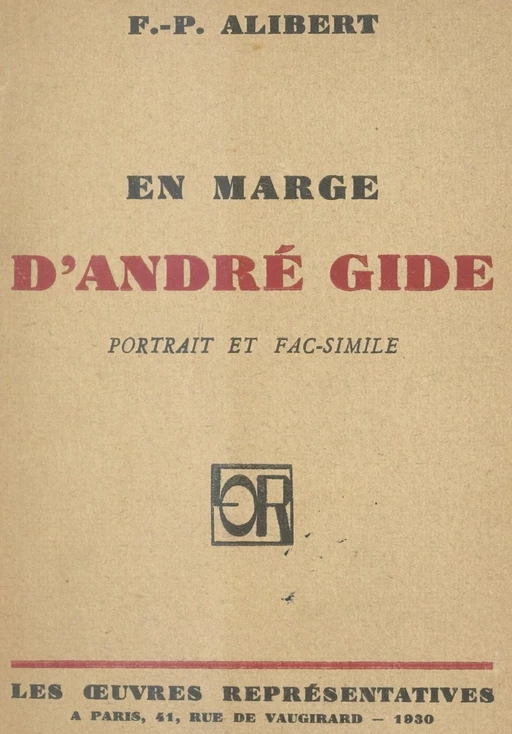 En marge d'André Gide - François-Paul Alibert - FeniXX réédition numérique