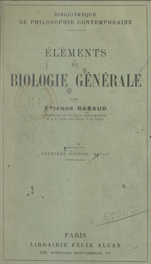 Éléments de biologie générale - Étienne Rabaud - FeniXX réédition numérique