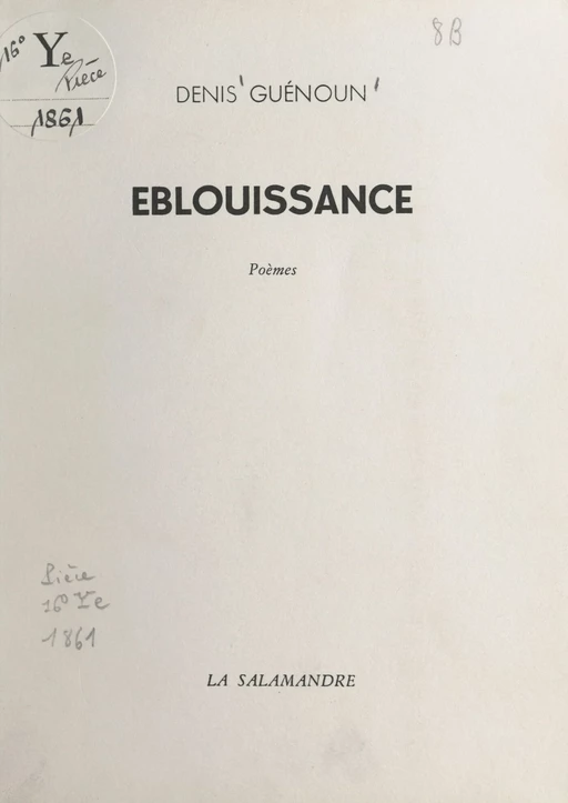 Éblouissance - Denis Guénoun - FeniXX réédition numérique