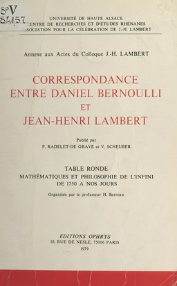 Correspondance entre Daniel Bernoulli et Jean-Henri Lambert