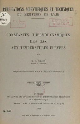 Constantes thermodynamiques des gaz aux températures élevées