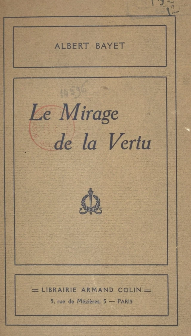 Le mirage de la vertu - Albert Bayet - FeniXX réédition numérique