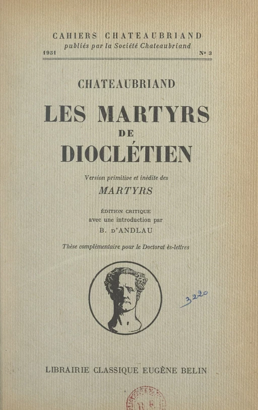 Chateaubriand, "Les Martyrs de Dioclétien" - François-René de Chateaubriand - FeniXX réédition numérique