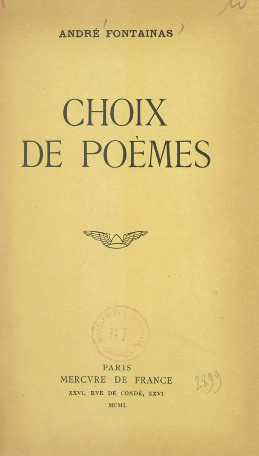 Choix de poèmes - André Fontainas - FeniXX réédition numérique