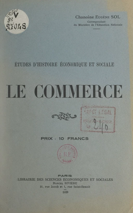 Le commerce - Eugène Sol - FeniXX réédition numérique