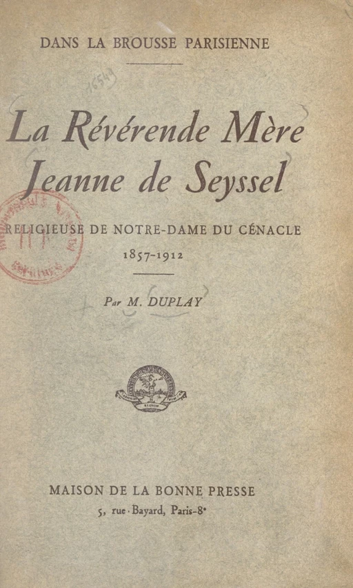 La révérende mère Jeanne de Seyssel - Maurice Duplay - FeniXX réédition numérique