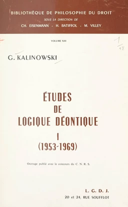 Études de logique déontique (1). 1953-1969