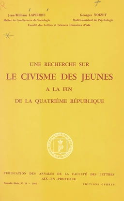 Une recherche sur le civisme des jeunes à la fin de la Quatrième République