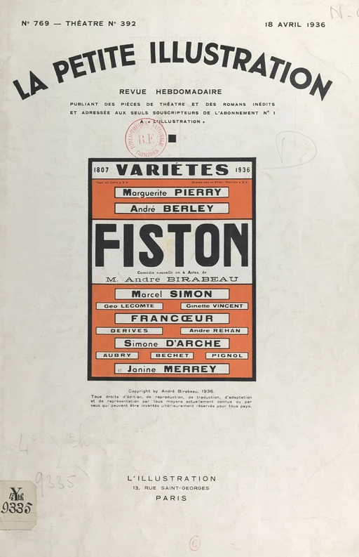 Fiston - André Birabeau - FeniXX réédition numérique