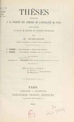 Contribution à l'étude du vitellus