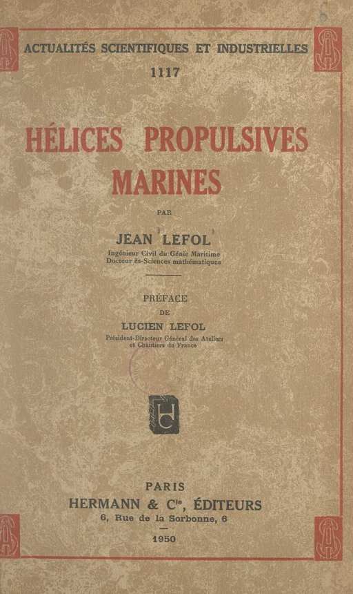 Hélices propulsives marines - Jean Lefol - FeniXX réédition numérique