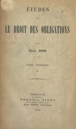 Études sur le Droit des obligations (1)