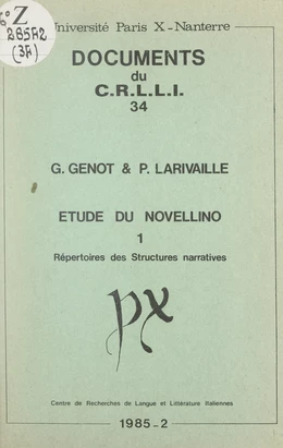 Étude du Novellino (1). Répertoires des structures narratives