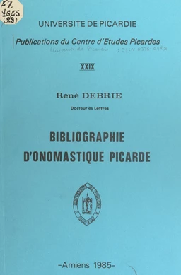 Bibliographie d'onomastique picarde