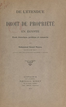 De l'étendue du droit de propriété en Égypte