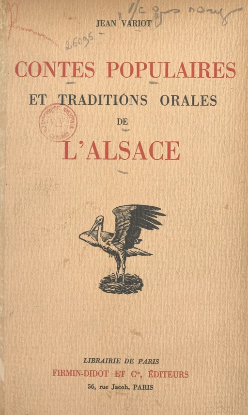 Contes populaires et traditions orales de l'Alsace - Jean Variot - FeniXX réédition numérique