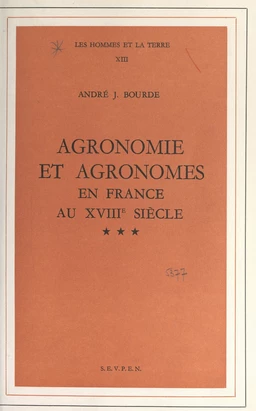 Agronomie et agronomes en France au XVIIIe siècle