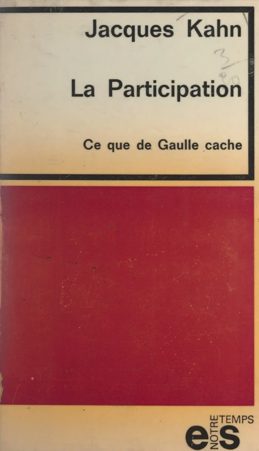 La participation - Jacques Kahn - FeniXX réédition numérique