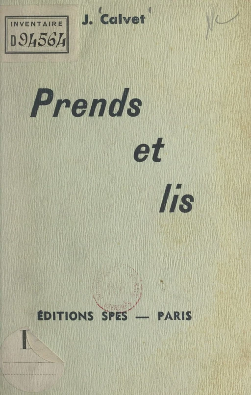 Prends et lis - Jean Calvet - FeniXX réédition numérique