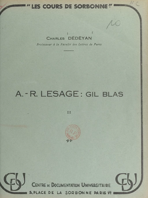 A.-R. Lesage : Gil Blas (2) - Charles Dédéyan - FeniXX réédition numérique