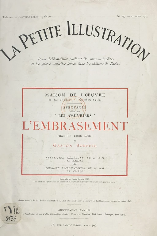 L'embrasement - Gaston Sorbets - FeniXX réédition numérique