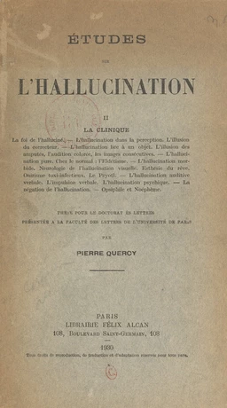 Études sur l'hallucination (2). La clinique